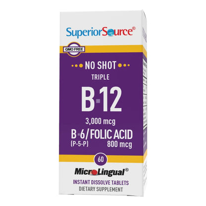 Tabletas Microlingües B12 3000 Mcg Disolución Rápida 60 Unid Energía Y Cognición