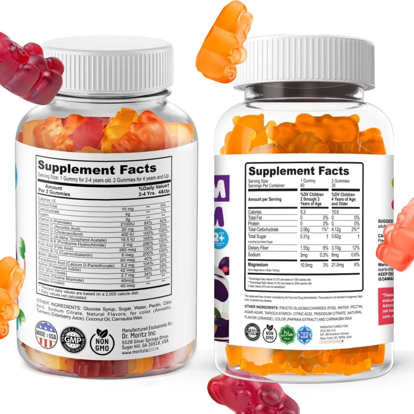Gomitas De Magnesio Y Multivitaminas Para Niños Sabor Naranja 120 Unidades