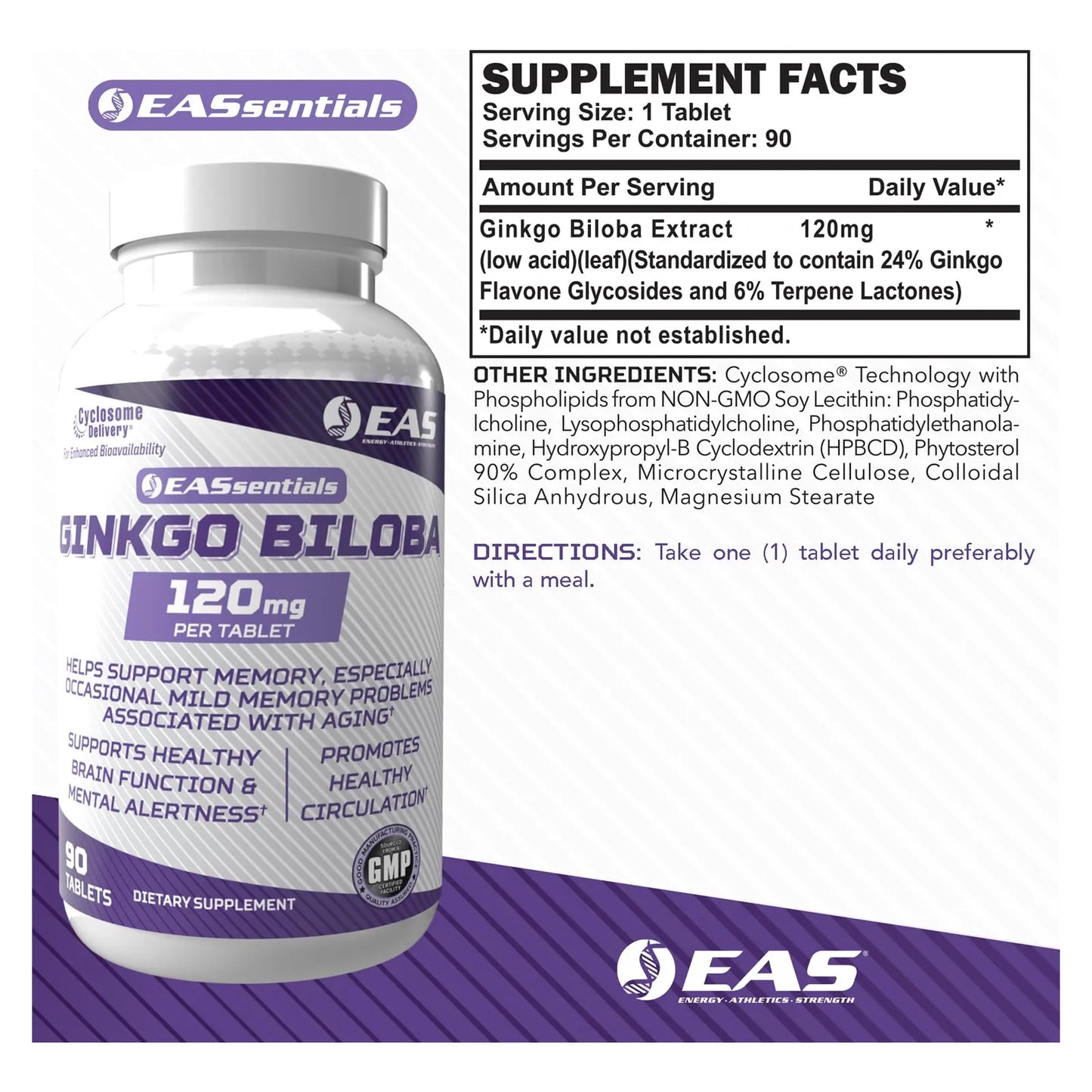 Ginkgo Biloba 120mg Mejora Memoria Concentracion Tecnologia Cyclosome 90 Tabletas