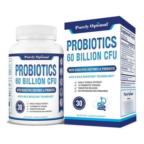 Probióticos Premium 60 Mil Millones CFU Con Prebióticos Orgánicos Y Enzimas Digestivas Para Salud Intestinal