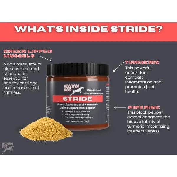 Stride By Helluva Dog Cubrecomida Articular Para Perros Mejillon Y Curcuma 4 Onzas
