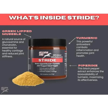Stride By Helluva Dog Cubrecomida Articular Para Perros Mejillon Y Curcuma 4 Onzas