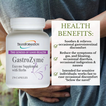 Suplemento GastroZyme Con Enzimas Y Hoja De Papaya Alivia Molestias Digestivas