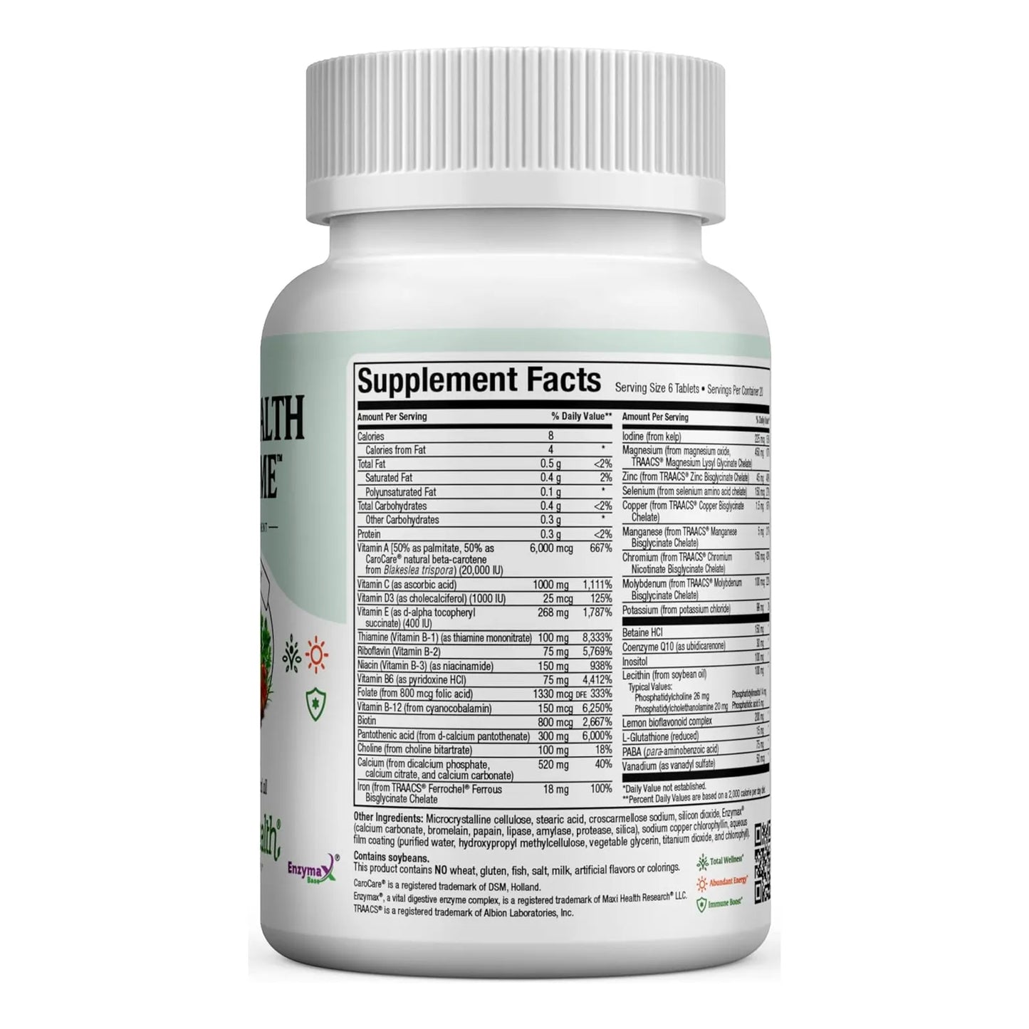 Tabletas Multivitamínicas Minerales Alta Potencia 120 Unidades Maxi Health Supreme Kosher