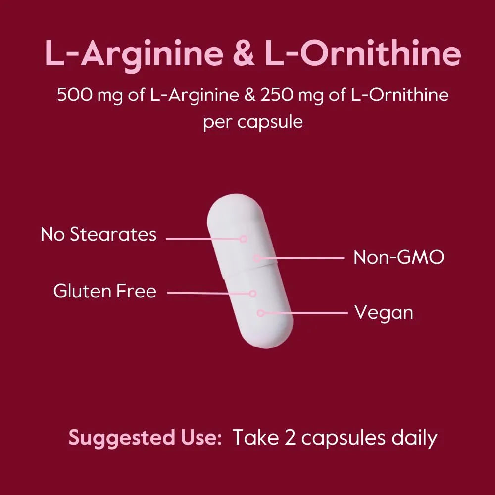L Arginina L Ornitina 500 250 Mg 120 Capsulas Veganas Sin Aditivos Certificado GMP