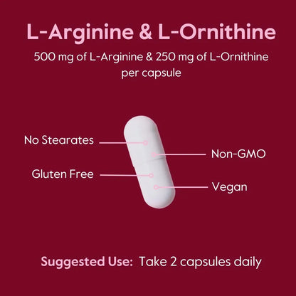 L Arginina L Ornitina 500 250 Mg 120 Capsulas Veganas Sin Aditivos Certificado GMP