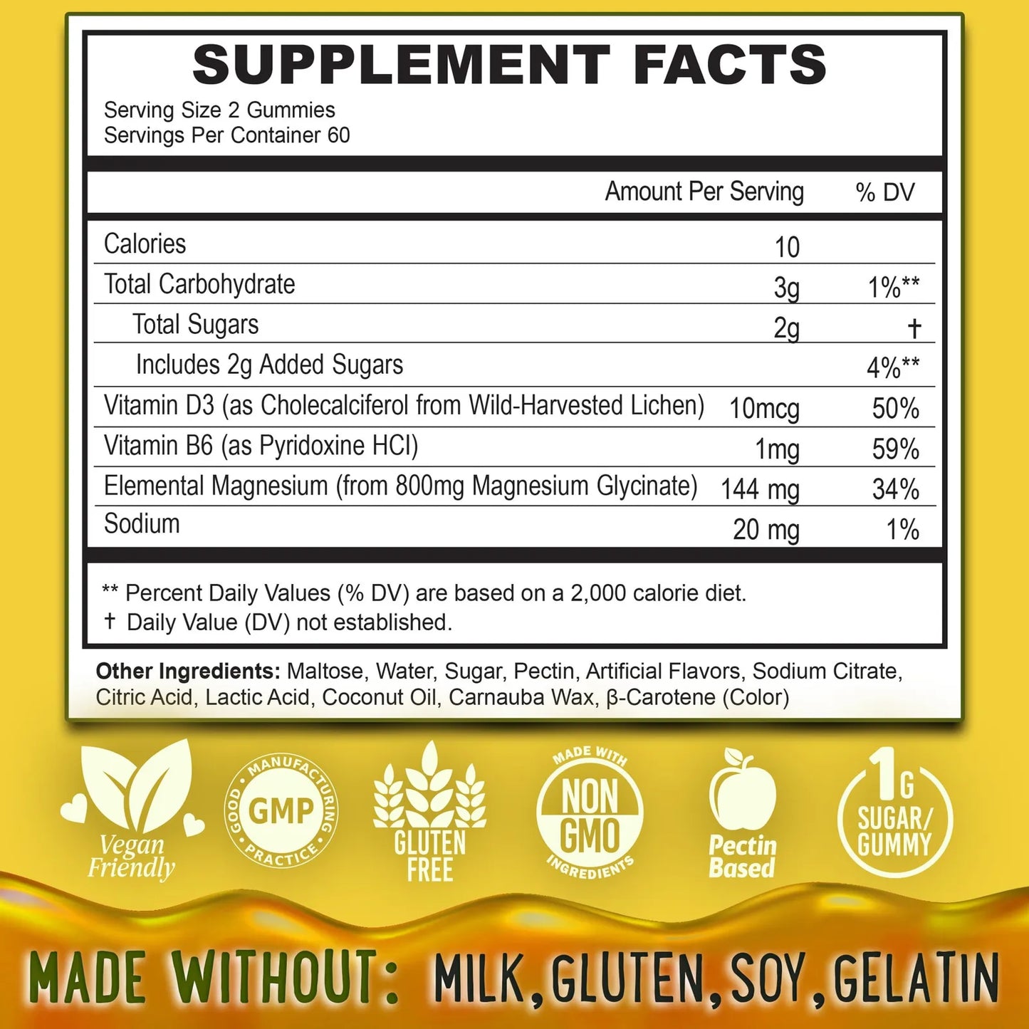 Gomitas De Glicinato De Magnesio 400 Mg Sabor Frutal Relajación Muscular Y Sueño