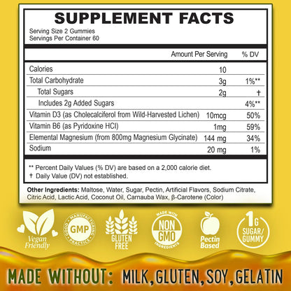 Gomitas De Glicinato De Magnesio 400 Mg Sabor Frutal Relajación Muscular Y Sueño