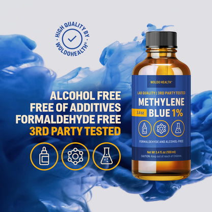 Tinta Azul Metileno Grado Farmacéutico 100 Ml Botella Vidrio Ambar Cuentagotas