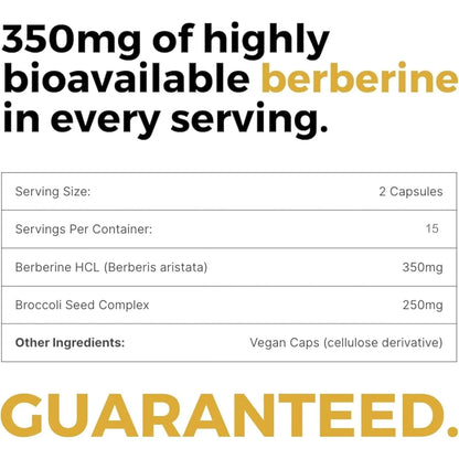 Complejo De Semillas De Brócoli Y Berberina HCL 350 Mg BerbElite 30 Cápsulas Veganas