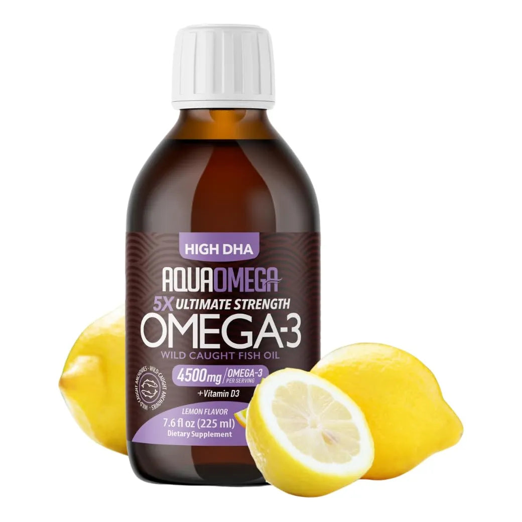 Aceite De Pescado Líquido Omega 3 4500 Mg Sabor Limón Alto DHA EPA