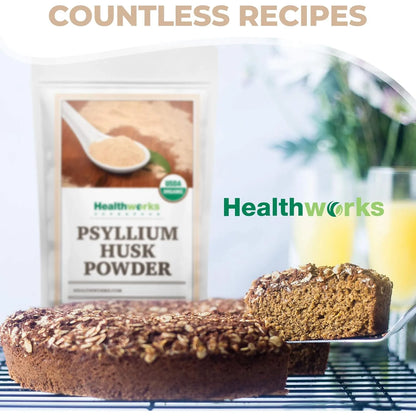 Polvo De Cascara De Psyllium Natural 454 Gramos Healthworks Para Digestión Y Bienestar