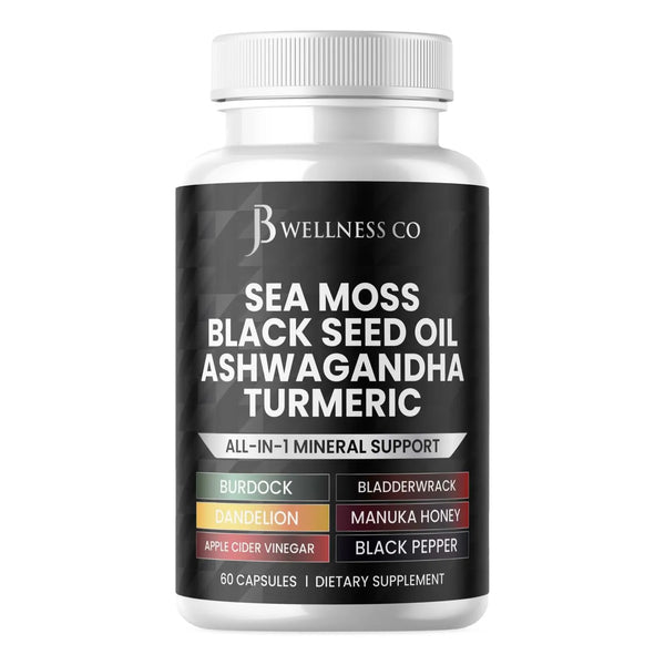 Capsulas Musgo Marino Aceite Semilla Negra Ashwagandha Curcuma 60 Unidades