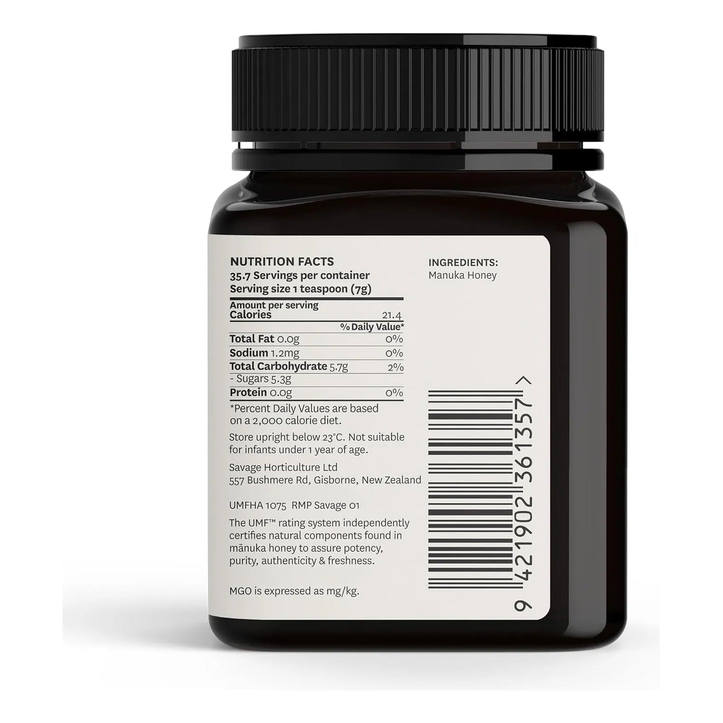 Miel Manuka WildCape UMF 15+ MGO 514+ 100% Pura Cruda 250g Nueva Zelanda