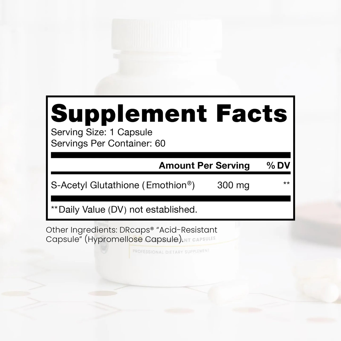 S Acetil Glutatión 300mg 60 Cápsulas DRcaps Antioxidante Premium Emothion