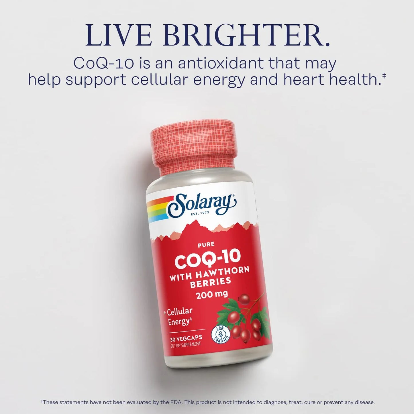 Solaray Pure Coq10 200 Mg Soporte Cardiaco Y Energia Celular 30 Capsulas