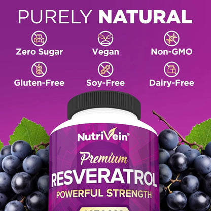 Resveratrol 1450Mg Antioxidante Antienvejecimiento 120 Capsulas Nutrivein