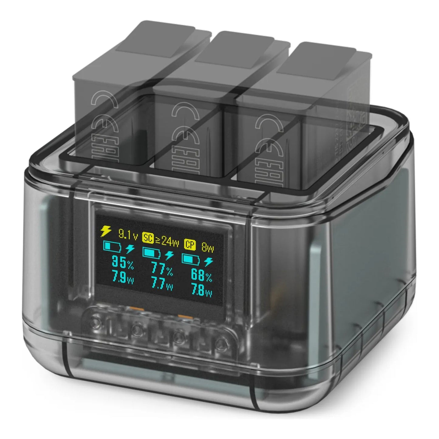 Cargador Batería GoPro Hero 13 Pantalla OLED 24W Carga Rápida Triple
