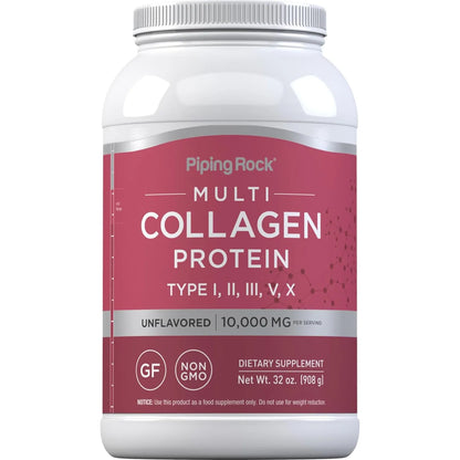 Proteína En Polvo Multicolágeno Piping Rock 32 Oz Sin Sabor Keto Paleo