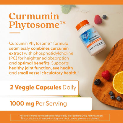 Capsulas De Curcumina Fitosomada Meriva 1000 Mg Potente Antioxidante Salud Articular Y Ocular Vegano Sin OMG