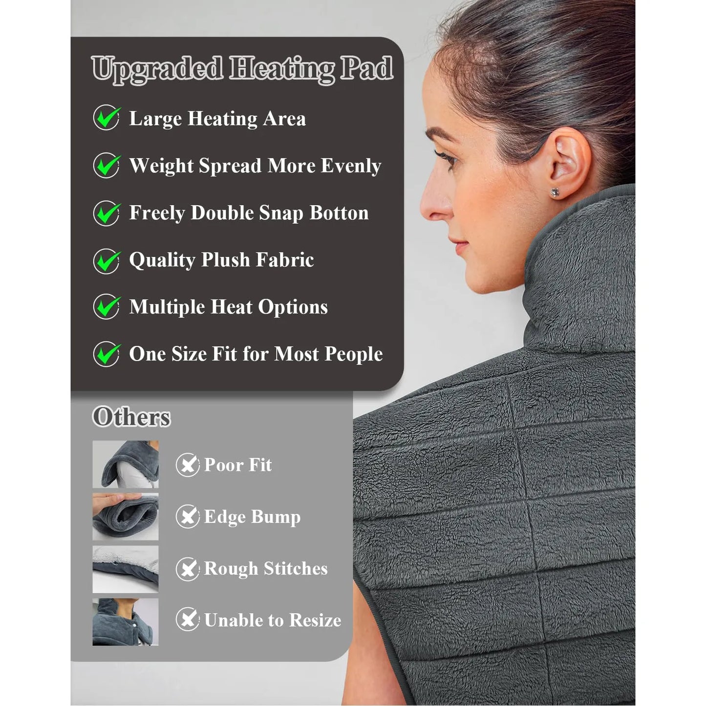 Almohadilla Térmica XL Para Cuello Hombros Y Espalda Alivio Profundo Y Relajación