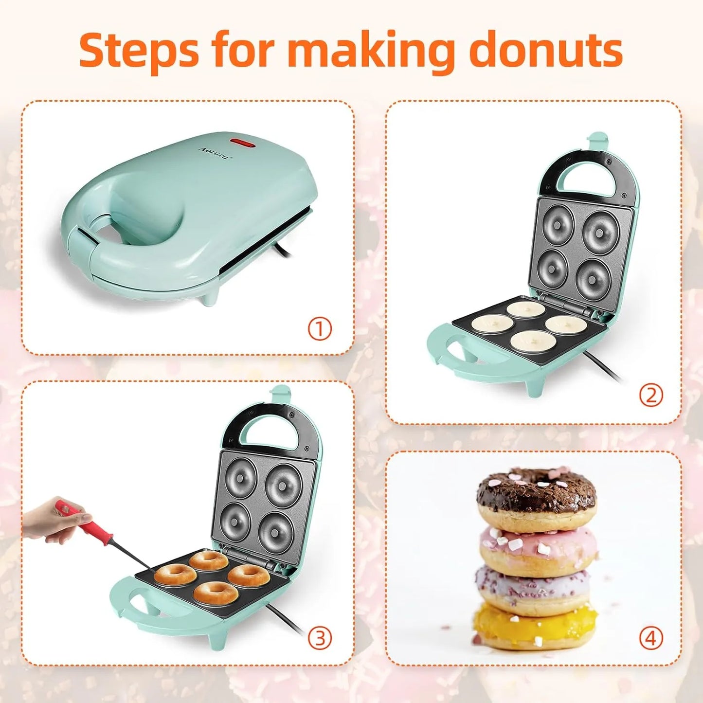 Mini Fabricante De Donas Infantil 4 Unidades Divertido Y Practico Para Niños