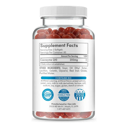 Coenzima Q10 200mg 120 Cápsulas Blandas Antioxidante Para Energía Y Corazón