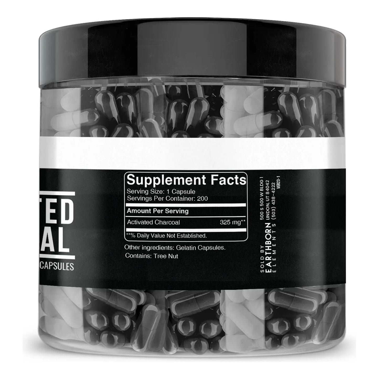 Cápsulas De Carbón Activado 200 Unidades 525 Mg Puro Desintoxicante Natural