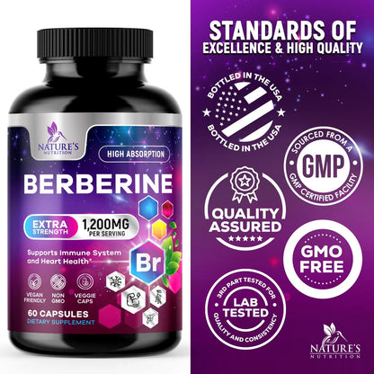 Suplemento De Berberina 1200 Mg Salud Cardíaca Y Apoyo Inmunológico