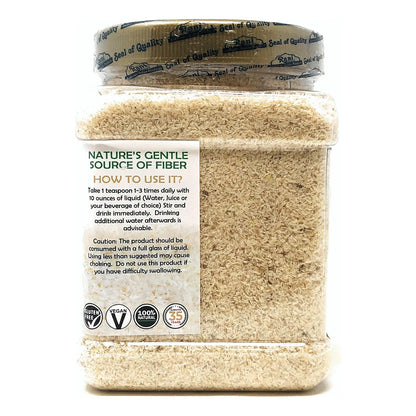Polvo De Cascara Entera De Psyllium Organico 9.8 Onzas Fibra Natural Vegano Sin Gluten