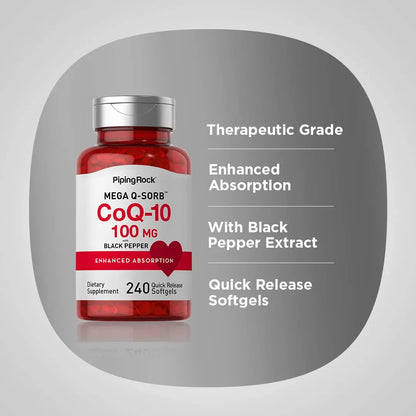 CoQ10 100mg 240 Cápsulas Blandas Antioxidante Energía Natural