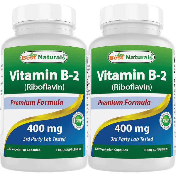 Vitamina B2 400 Mg Cápsulas Vegetales Alivio Migraña 120 Unidades
