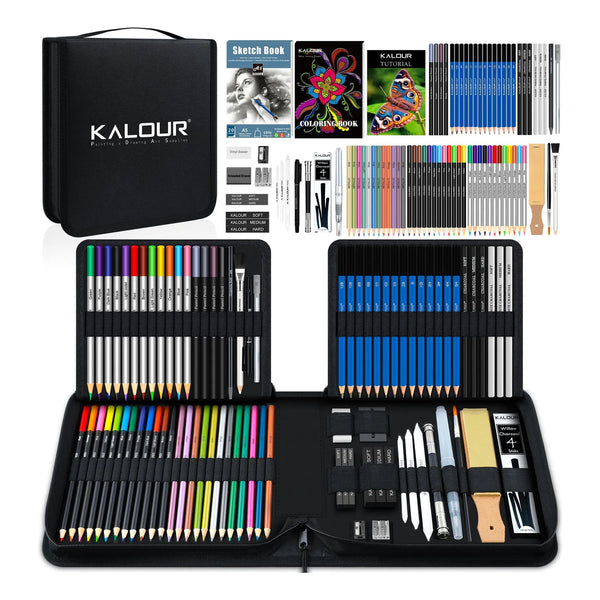 Kit De Dibujo Profesional 82 Piezas Con Cuaderno Y Accesorios