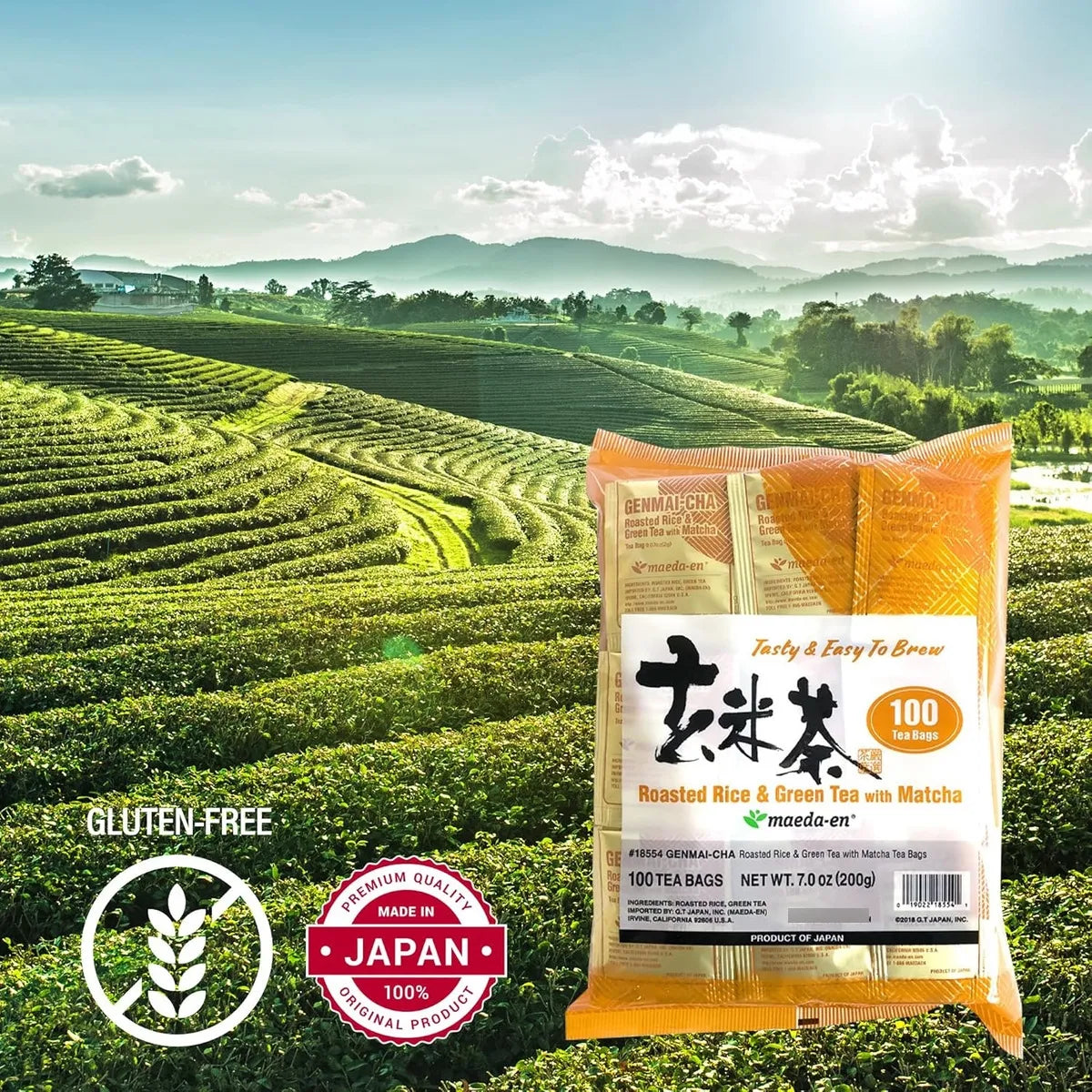 Té Verde Japonés Genmai-cha Con Arroz Tostado Y Matcha 100 Bolsas