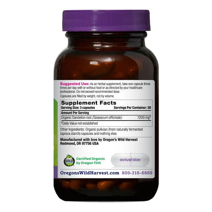 Raiz De Diente De Leon Organica Oregon Wild Harvest 90 Capsulas Veganas