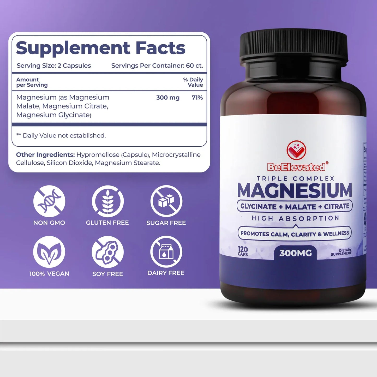 Suplemento De Magnesio Triple Complejo Alta Absorción Salud Cerebral Y Muscular