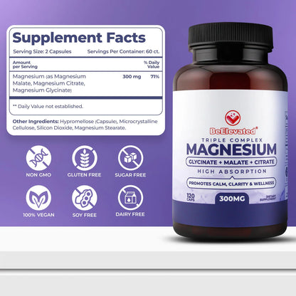 Suplemento De Magnesio Triple Complejo Alta Absorción Salud Cerebral Y Muscular