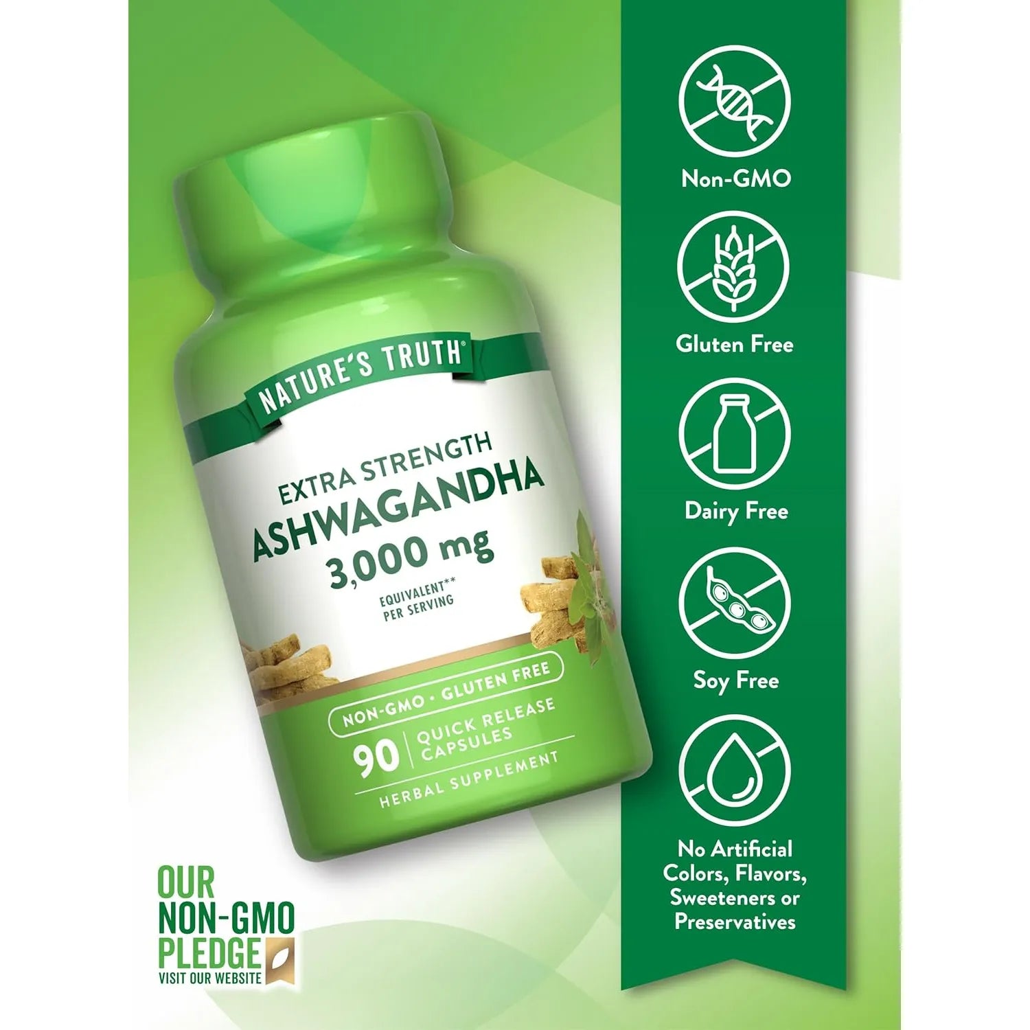Natures Truth Ashwagandha 3000 Mg  Bienestar Diario 90 Cáps Sin Sabor - Imagen 3