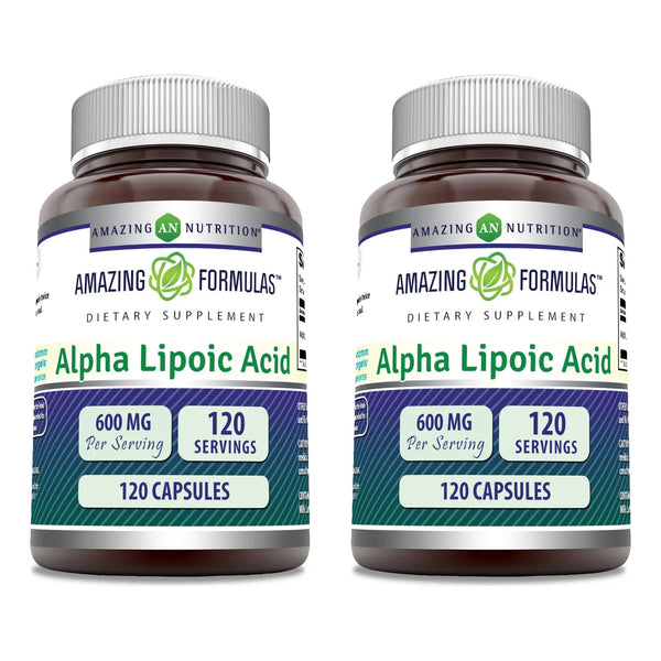 Amazing Formulas Suplemento De Cápsulas De Ácido Alfa Lipoico Ala De 600 Mg Sin Omg Sin Gluten 120 Unidades