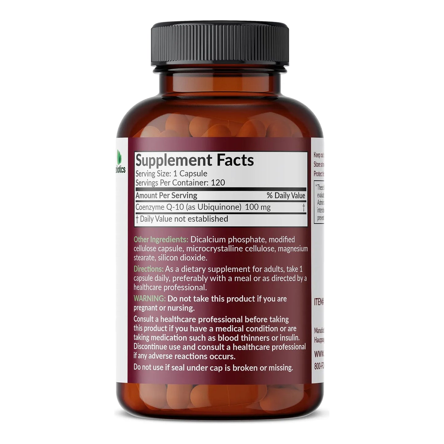 Capsulas De Coq10 100 Mg Energia Celular 120 Unidades Vegetarianas Sin Gluten