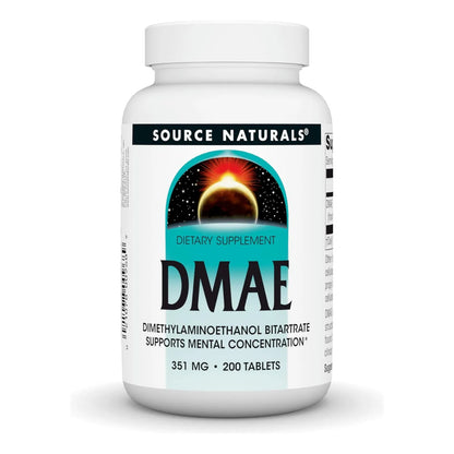 DMAE Dimetilaminoetanol Bitartrato 200 Tabletas Source Naturals Suplemento Cognitivo Y Piel