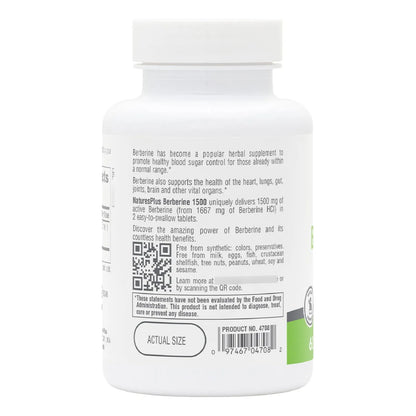 Berberina 1500 Mg Natures Plus Pro 60 Tabletas Metabolismo Saludable
