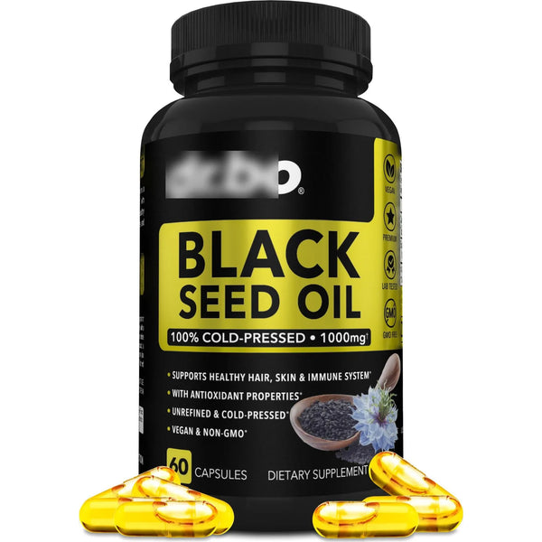 Cápsulas De Aceite De Semillas Negras Puro Prensado En Frío 500 Mg Para Piel Y Cabello Saludable