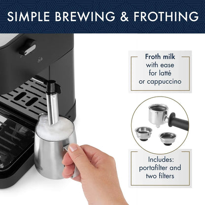 Máquina De Café Expreso Manual De'Longhi Stilosa 15 Bar Espumador Leche Negro