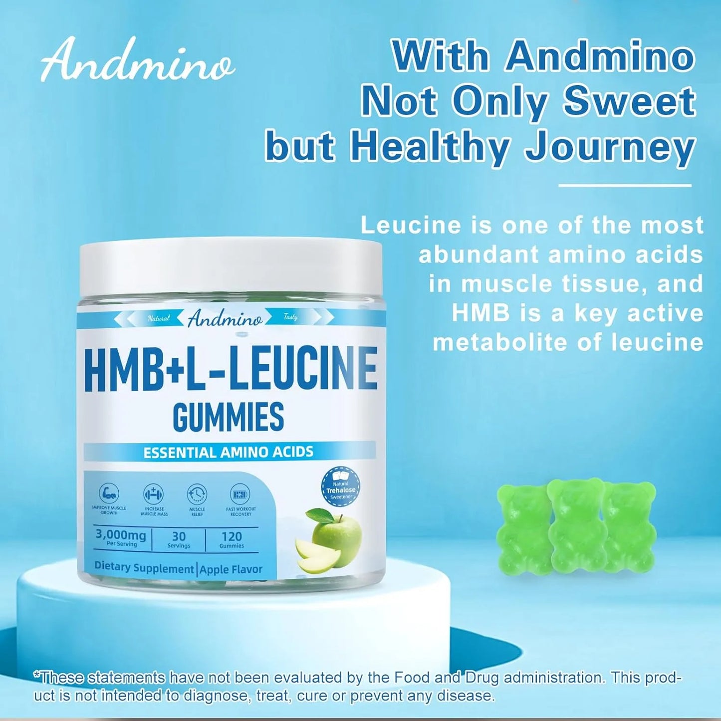 Gomitas Hmb L Leucina 3000 Mg Trehalosa Crecimiento Muscular