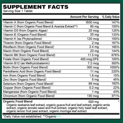 Multivitaminico Organico Diario Para Hombres Energia Salud Corazon 60 Tabletas