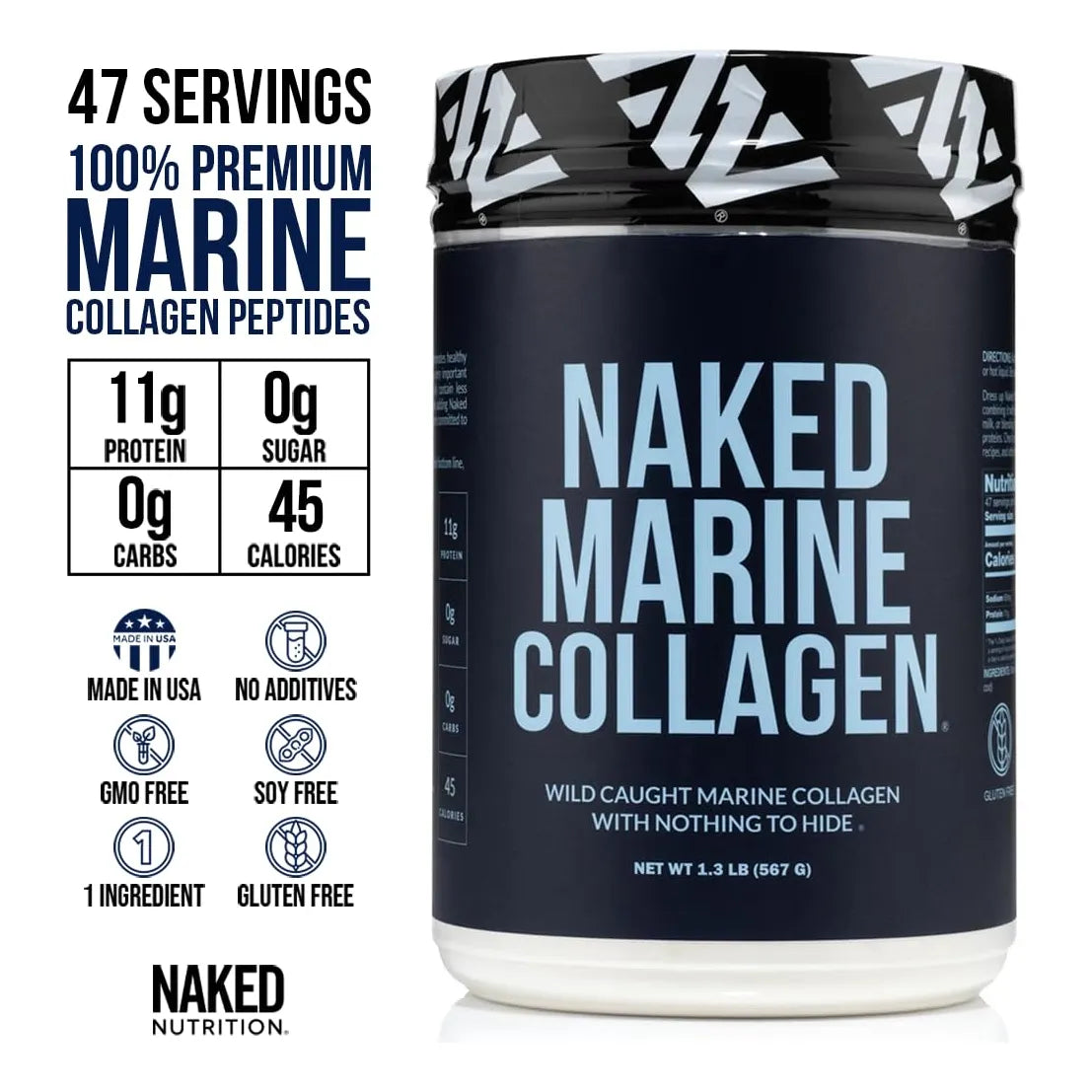 Proteína En Polvo Péptidos Colágeno Bacalao Silvestre 47 Porciones Naked Marine