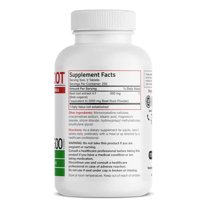 Raíz De Remolacha Extra Fuerte 2000 Mg Bronson 500 Tabletas Veganas