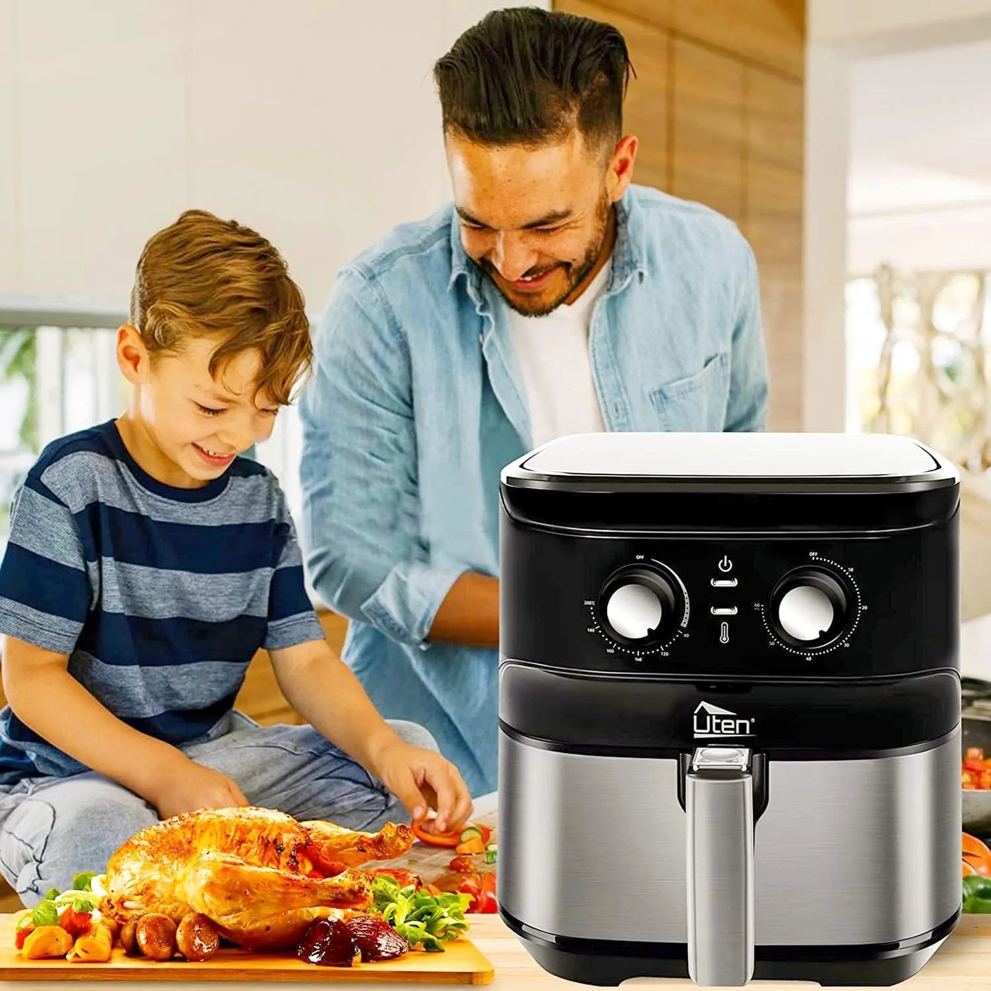 Freidora De Aire Uten 5.5L Cocina Saludable Sin Aceite Multifuncional