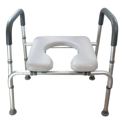 Asiento De Inodoro Elevado Altura Ajustable Con Reposabrazos Seguro Y Comodo